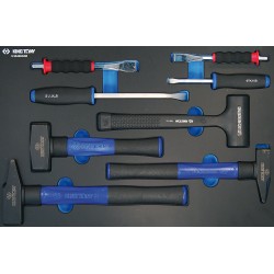 Plateau EVAWAVE de marteaux,, massette,, burins gainés et levier d'