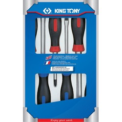 Jeu de tournevis "Lame traversante" à fente et PHILLIPS - 6 Tournevis KingTony