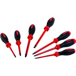 7 tournevis "Isolé 1000V" à fente et POZIDRIV King Tony