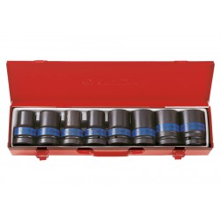 Coffret de douilles longues 1" à choc métriques - 8 pièces - 8408mp