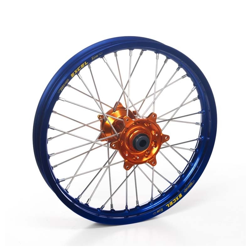 ROUE AV. HAAN WHEELS21X1.60X36T/KTM HVA 15-17 JANTE BLEUE MOYEU ORANG