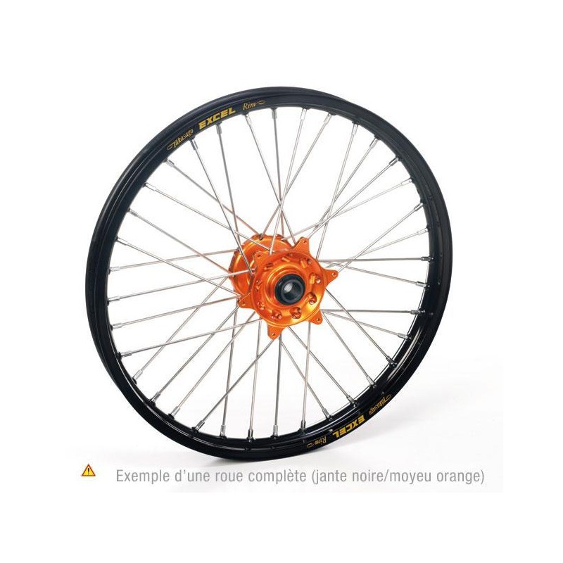 ROUE AV. HAAN WHEELSSX85/TC85 / 19X1.40 JANTE NOIRE MOYEU ORANGE
