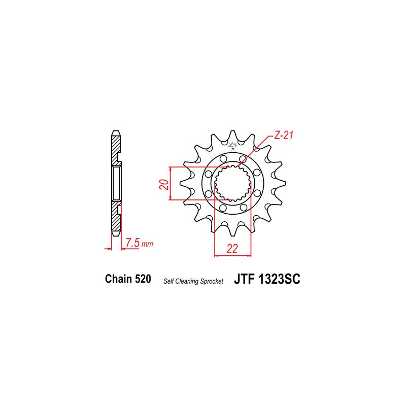 PIGNON JT 14 DENTSSTEEL CRF250R-X '04-08