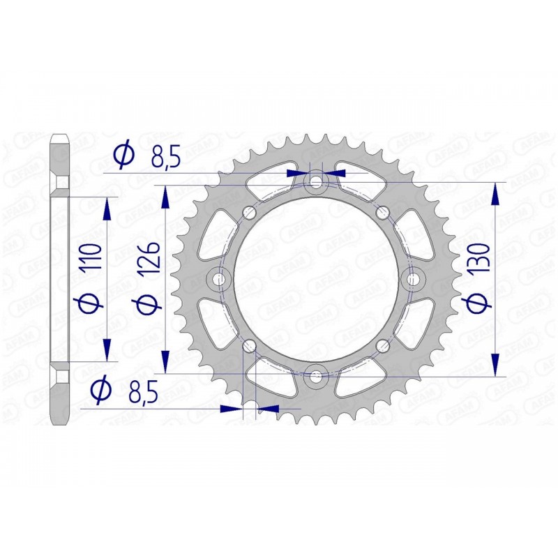 COURONNE AFAM ALUKAWASAKI KX 65 47T - 17107N - 420