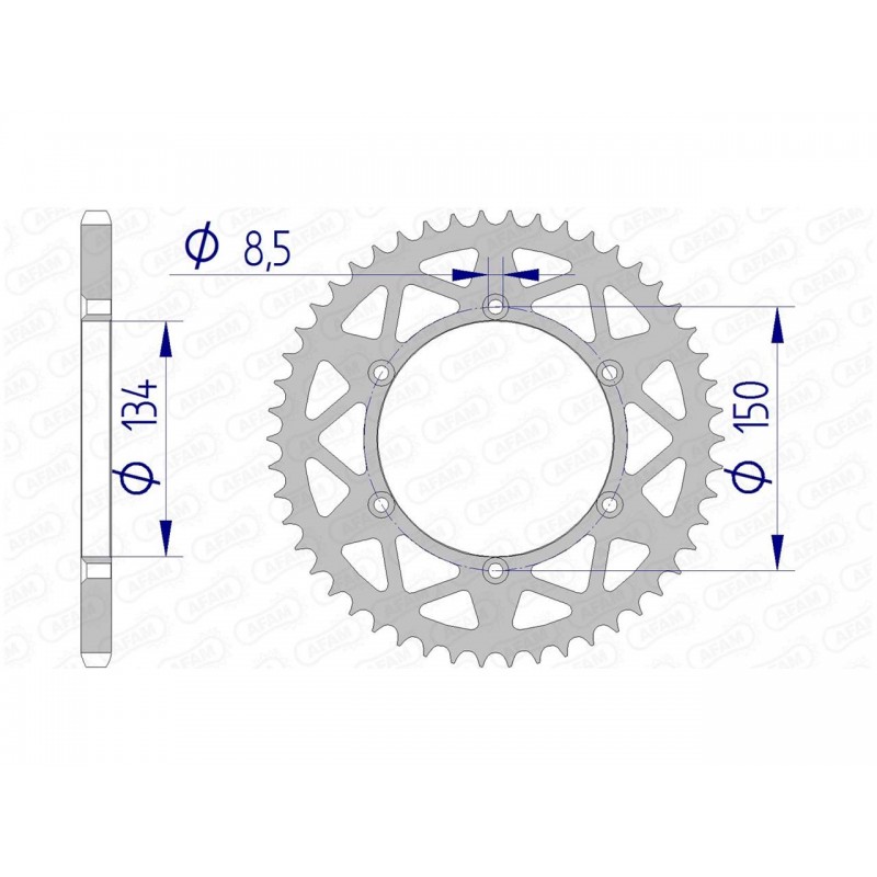 COURONNE AFAM ALUKAWASAKI KX 125 49T - 17206N - 520