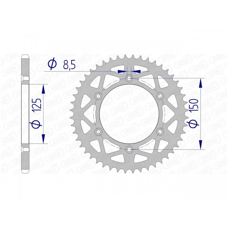 COURONNE AFAM ALUHUSABERG TE 125 52T - 72304N - 520