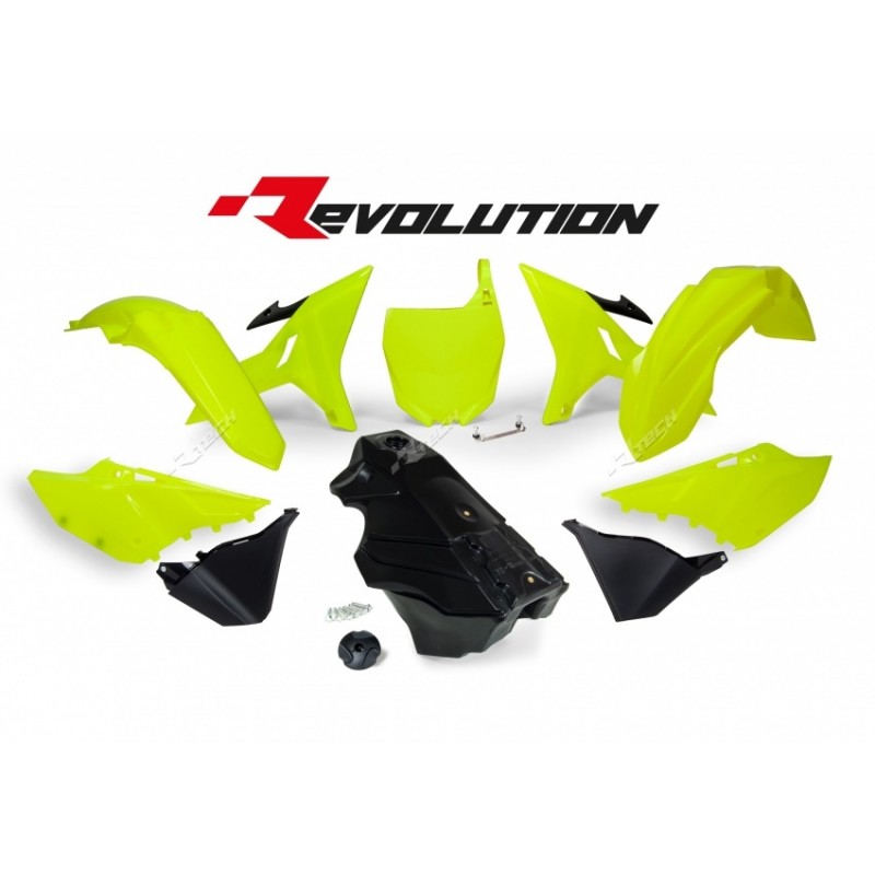 KIT PLASTIQUES REVOLUTIONYZ125/250 02-16/W250 16 RES. INCLUS/COUL.JAU