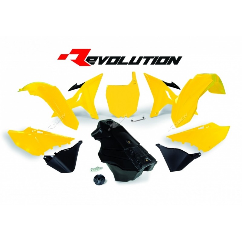 KIT PLASTIQUES REVOLUTIONYZ125/250 02-16/WR250 16 RES. INCLUS-JAUNE N