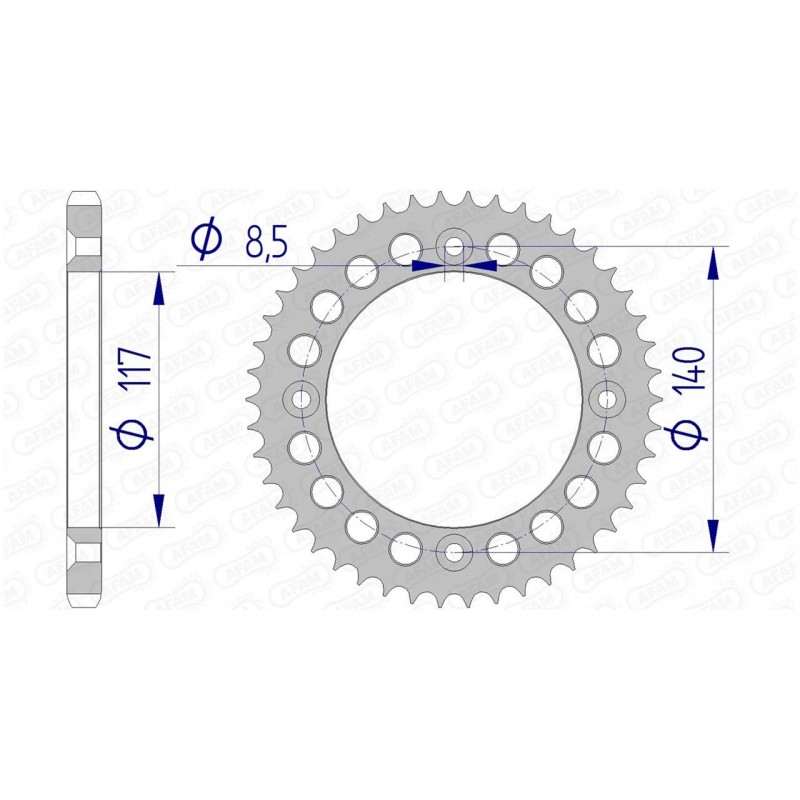 COURONNE AFAM ALUYAMAHA YZ 80 46T - 13108 - 428