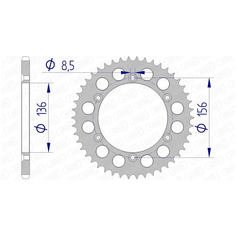 COURONNE AFAM ALUAJP PR4 125 ENDURO 46T - 15206N - 520