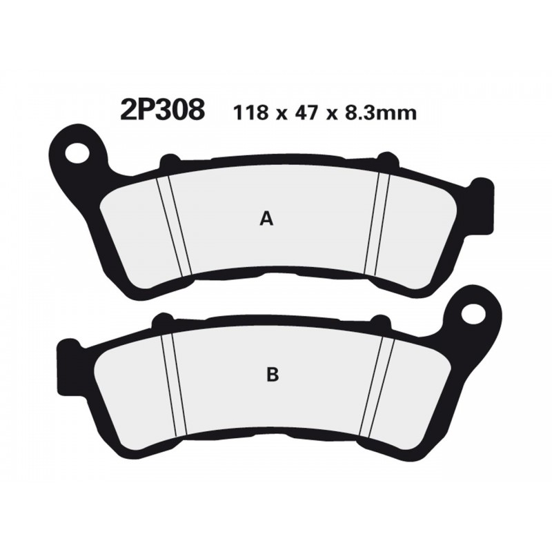 PLAQUETTE FREIN NISSINTYPE 2P-308NS SEMI - METALLIQUE