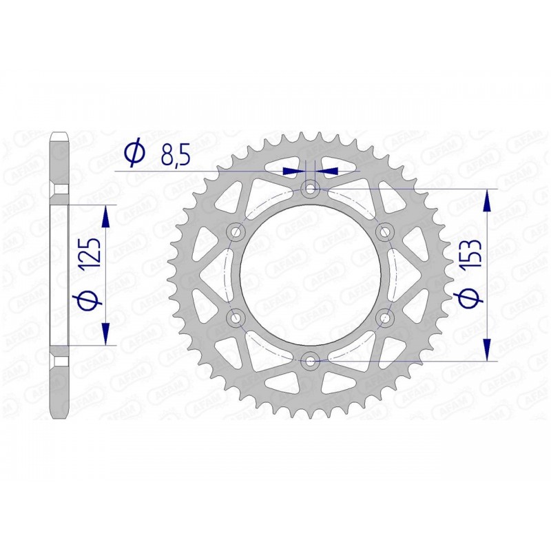 COURONNE AFAM ALUHM-HONDA CR 125 MOTARD 49T - 11212N - 520