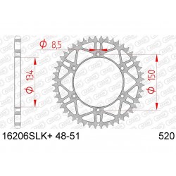 COURONNE AFAM ACIER SLKKAWASAKI KX/KX-F 50D - 16206SLK - 520