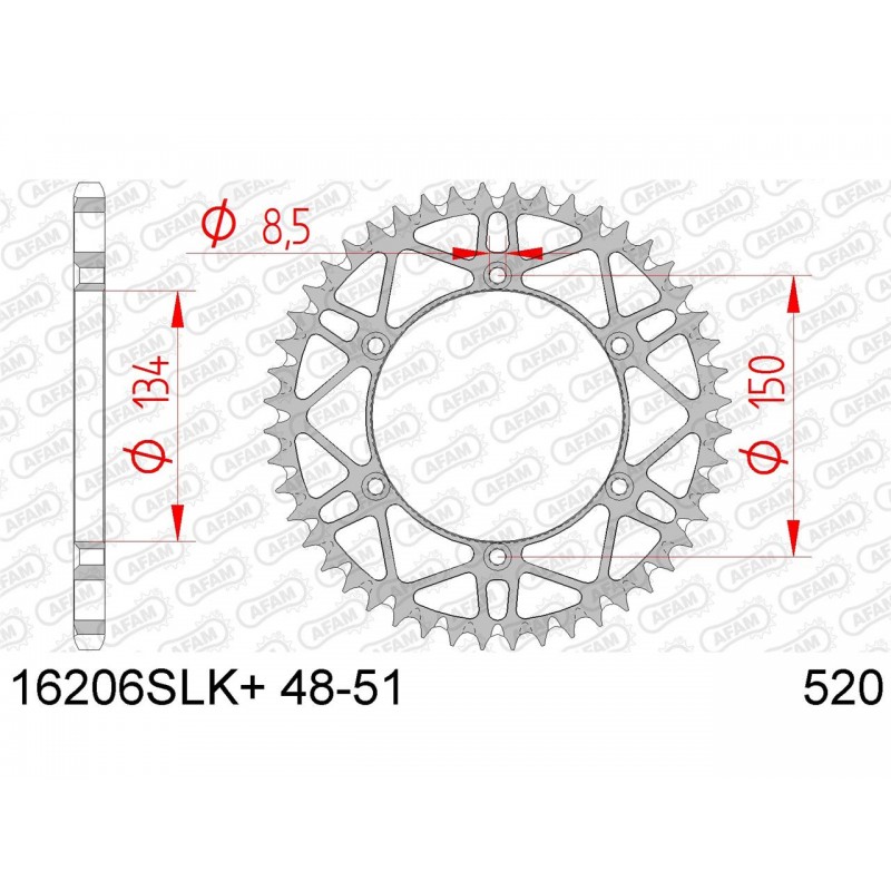 COURONNE AFAM ACIER SLKKAWASAKI KX/KX-F 49D - 16206SLK - 520