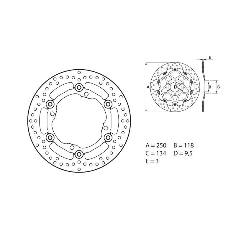 DISQUE AV.BREMBO 78B40812RM-Z450 '05-06 EX 250 IT 118 EP 3