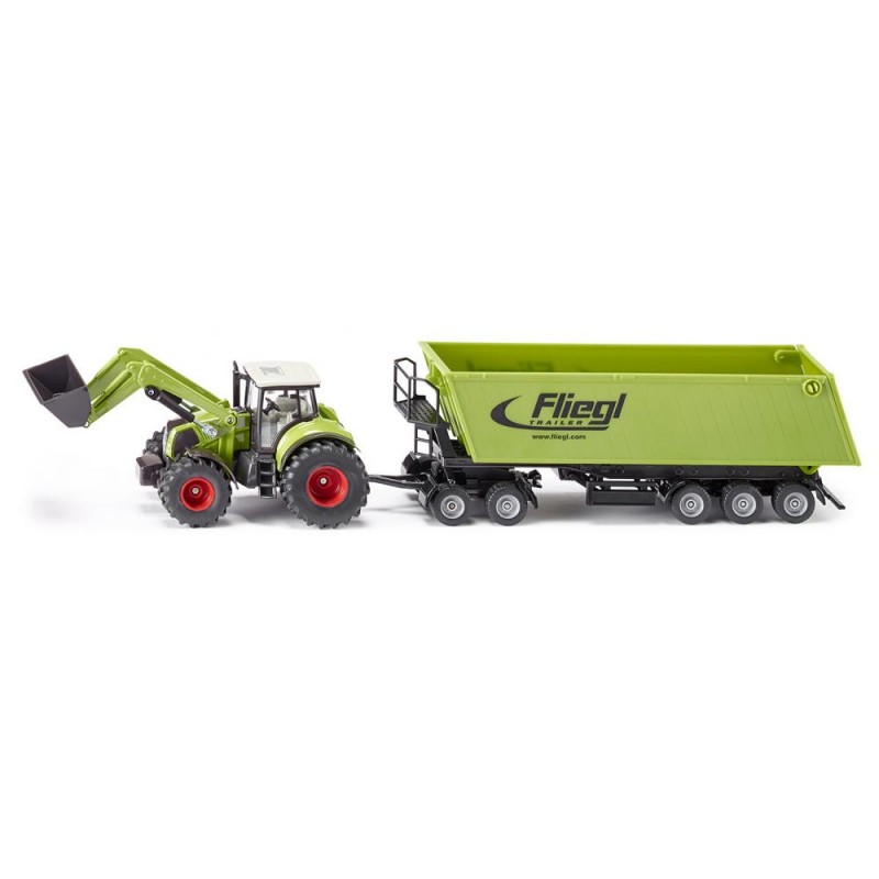 Claas avec chargeur frontal, dolly et benne basculante
