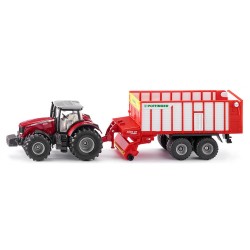 Tracteur Massey Ferguson avec benne Pöttinger